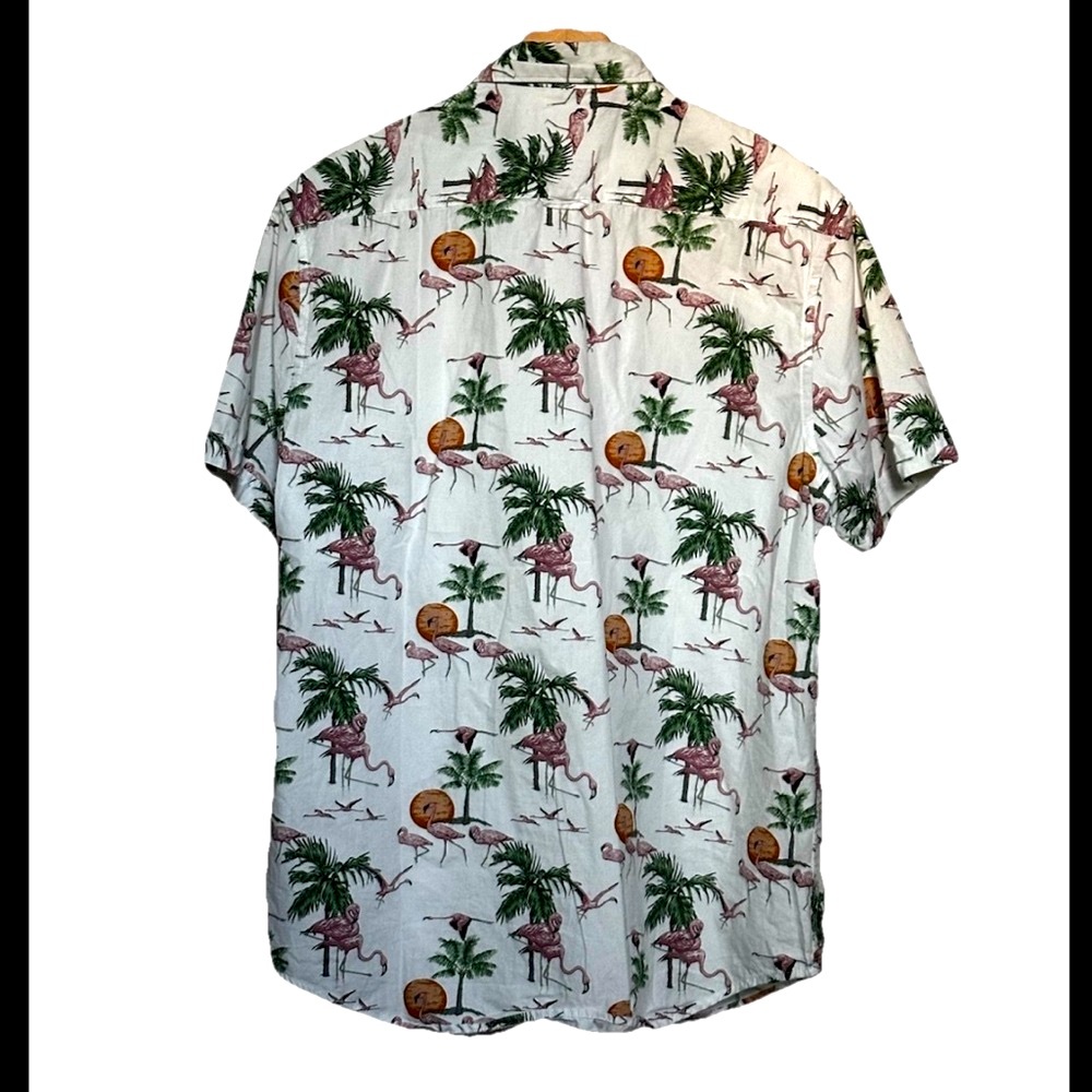 Denim & Flower Flamingo Casual Button Down Short-Sleeve Shirt Men’s Size L - Picture 4 of 11
